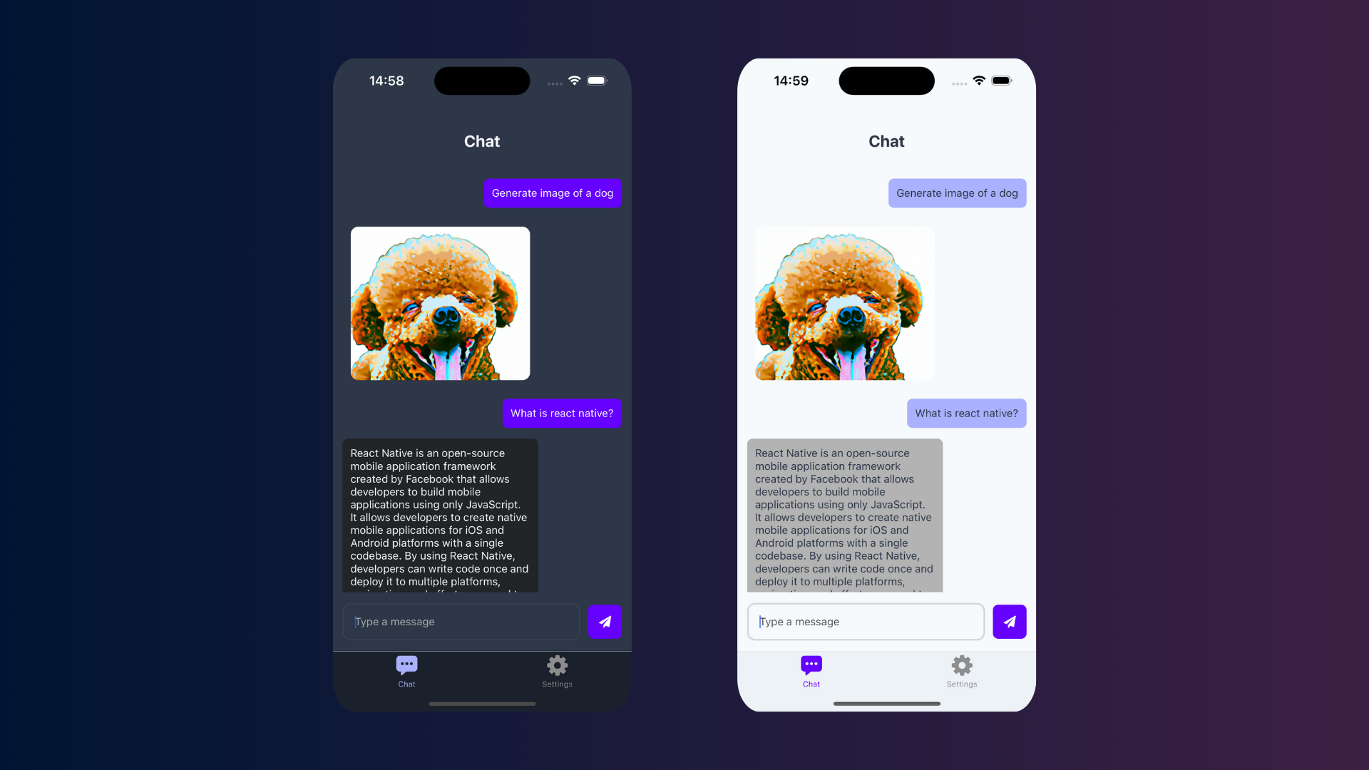 ExpoShip GPT React Native AI Starter Kit Chat Image